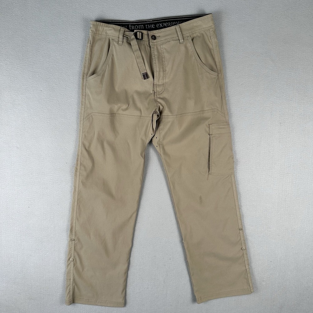 Prana Men's Stretch Zion Pants Belted Roll-Up Hiking Cargo Size Medium 32 Inseam